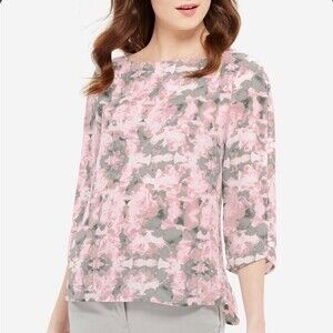 The Limited pink and gray watercolor floral blouse size small